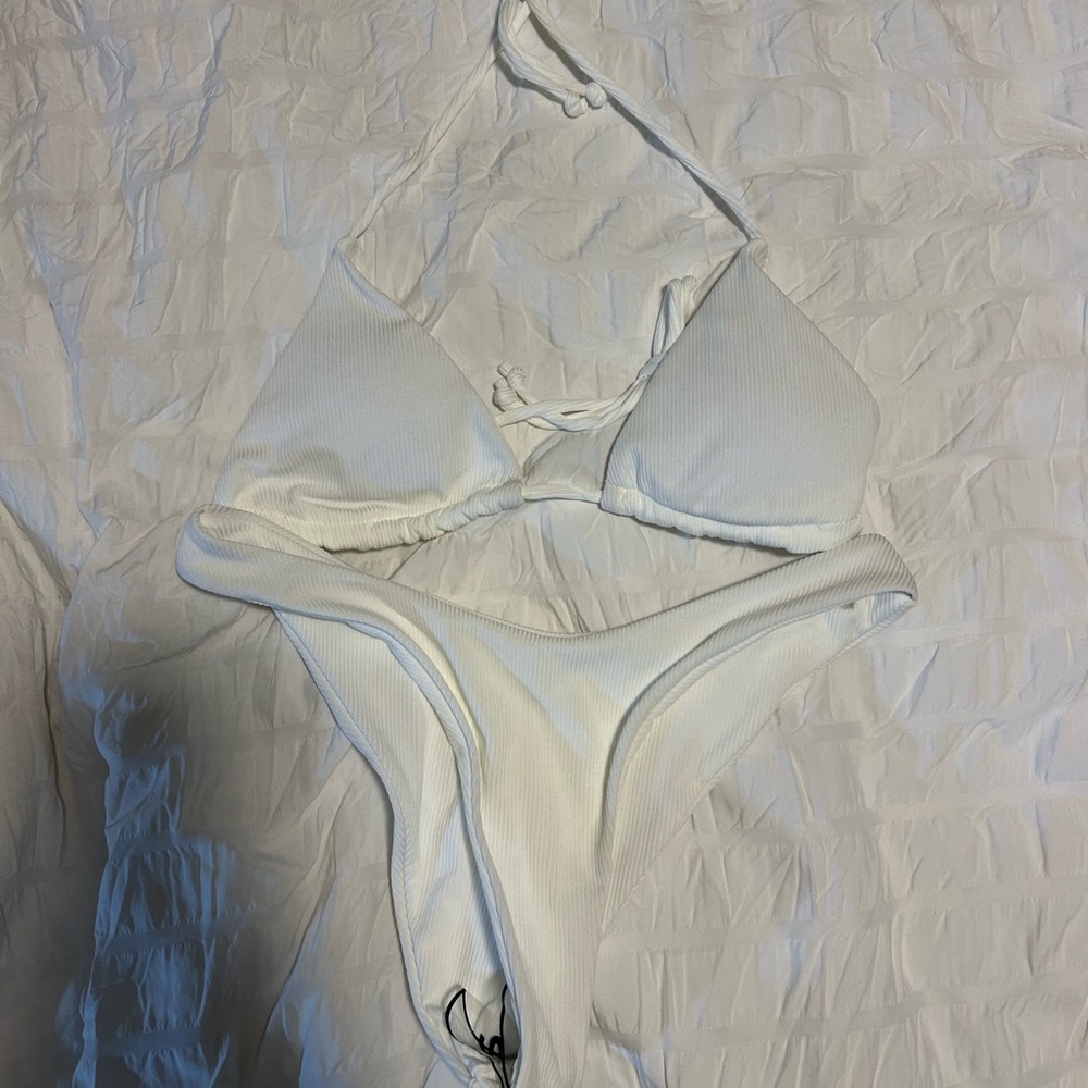 NEW White Ribbed Bikini Set